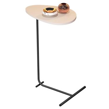 Imagem de Mesa De Apoio De Sofá Orgânica Alamanda Com Pés De Metal Off White-preto