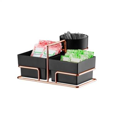 Imagem de Organizador p/sachês de açúcar/adoçante e mexedor rose gold - Linha Caffè - Future