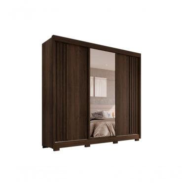 Imagem de Guarda-roupa Casal Com Espelho 3 Portas 4 Gavetas Atenas Com Pés 100% Mdf Salleto Savana