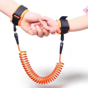 Imagem de Guia de Segurança Infantil Anti-Perda com Pulseira Ajustável e Fio de Aço Inox | Coleira de Pulso Confortável para Crianças | Ideal para Passeios, Viagens e Locais Movimentados (Laranja)