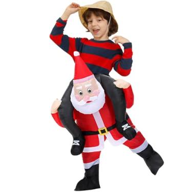 Imagem de Arokibui Fantasia vermelha inflável de Papai Noel, fantasia de Papai Noel, festa de Halloween, Natal, desfile e carnaval