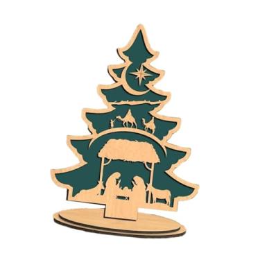 Imagem de IEUDNS Decoração de Natal: Pequena Árvore de Natal, Presente de Natal, Placa de Madeira, Decoração de Mesa para Casa de Campo de Inverno, Prateleira, Sala de, Style D