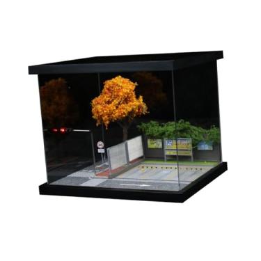 Imagem de Esquirla Diorama de rua em escala 1/64 para decoração de mesa, ideal para colecionadores, exibição de carros em miniatura e cenários arquitetônicos.