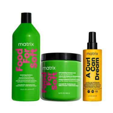 Imagem de Kit Matrix Food For Soft Sh 1000ml + Masc 500ml + Curl Can Dream Spray