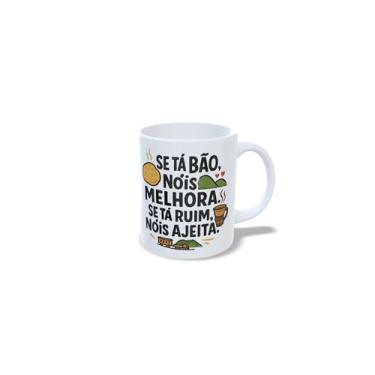 Imagem de Caneca de Porcelana com Mensagem Humorística Mineira, Branca, 325ml, Design Trem Bão (21077)