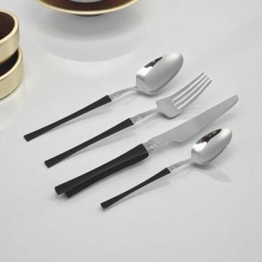 Imagem de Generic 1 conjunto de talheres para lava-louças, adequado para lava-louças, conjunto de talheres, garfo de faca, grandes e pequenas, conjunto de 4 peças, aço inoxidável 410, tom prata preto