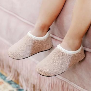 Imagem de Pantufas infantis para meninos e meninas, para uso interno, para crianças, sapatos de caminhada de inverno, Bege, 8.5-9 Toddler