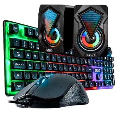 Imagem de Kit Teclado Semi Mecanico Abnt2 LED RGB + Mouse 1600DPI Led Azul + Caixa de Som 6W RMS Led RGB - Ideal para PCs, Notebooks, Smartphones, SmarTV e Consoles