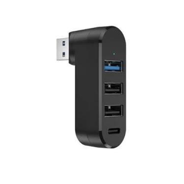 Imagem de Hub USB 4 em 1 com porta tipo C, hub rotativo de 180 graus com 3 portas USB 3.0 e 1 porta tipo C 2.0, hub de dados portátil para laptop, PC, MacBook e mais