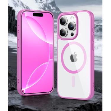 Imagem de Capa para iPhone 16 Pro Max, compatível com MagSafe, proteção de grau militar à prova de choque, capa magnética transparente para celular antiamarelamento, antiarranhões, capa protetora para celular