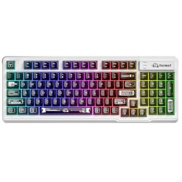 Imagem de ZIYOU LANG Teclado de membrana transparente M95, teclado para jogos com fio com tecla transparente, retroiluminação RGB arco-íris, barra de luz lateral, 94 teclas silenciosas com sensação mecânica, 26