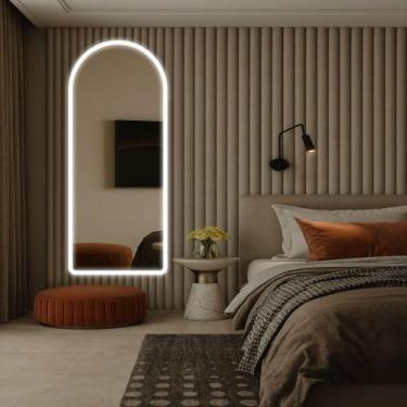 Imagem de Espelho Led Jateado Borda Infinita Luxo Decorativo Banheiro Quarto Sal