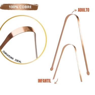 Imagem de kIT 2 Raspador de Lingua Cobre Ayurveda ADULTO E INFANTIL