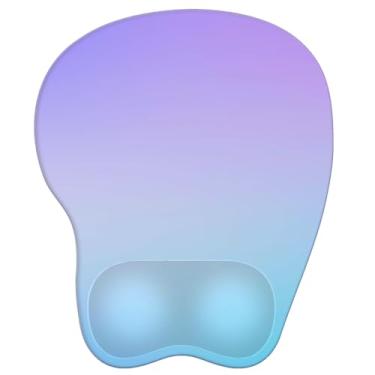 Imagem de Mouse pad com descanso de pulso mouse pad ergonômico com suporte de pulso confortável em forma de M para alívio da dor Base de PU antiderrapante para laptop, escritório e casa (azul violeta)