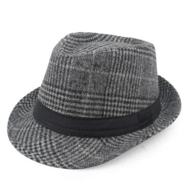 Imagem de Chapéu Jazz Xadrez Vintage Masculino - Estilo Britânico para Outono/In