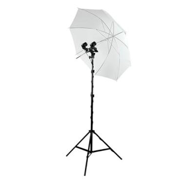 Imagem de Kit Estúdio com Tripé + Sombrinha Branca + Soquete Duplo