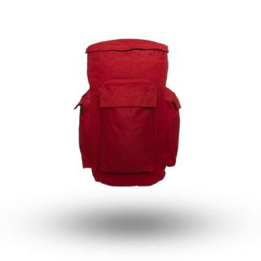 Imagem de Mochila Ferramental em Lona Encerada, 50 Litros, Vermelho, Alças Acolchoadas Ajustáveis.
