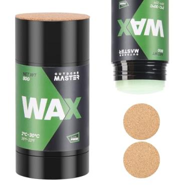 Imagem de OutdoorMaster Cera para esqui e snowboard atualizada, 80 g de cera universal portátil para cross-country para temperatura universal, fácil operação, depilação rápida para atividades ao ar livre