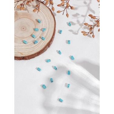 Imagem de 20 peças de contas de turquesa sintética, contas soltas ovais com orifício duplo, berloque de fabricação de joias a granel para colar, pulseira, brinco e artesanato DIY, 5 x 2 x 2 mm, orifício: 0,9 mm