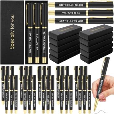 Imagem de Tenceur Pacote com 10, 50 peças, presentes de agradecimento para mulheres, inclusos, 30 canetas esferográficas motivacionais com 10 caixas de presente e 10 cartões de agradecimento, presentes a granel