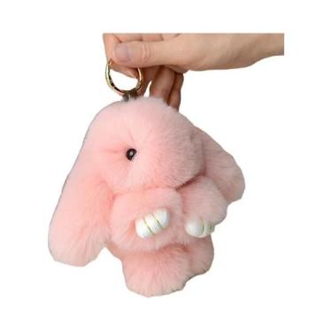 Imagem de Chaveiro De Pompon De Pelúcia De Coelho Fluffy De 15cm, Brinquedo Fofo