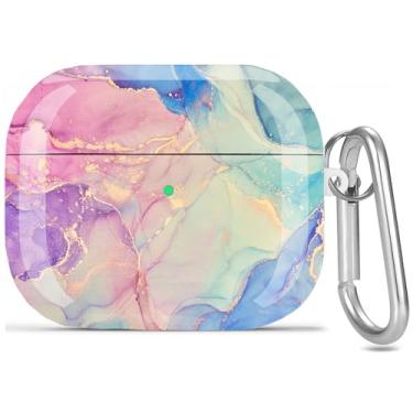 Imagem de Olytop Capa para AirPods de 4 gerações 2024, linda estampa de mármore Air pods Pro, 4ª geração, proteção de pele rígida, feminina, com chaveiro para Apple iPod 4ª geração, mármore violeta