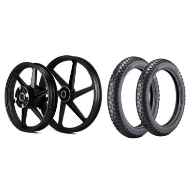 Imagem de KIT RODA LIGA LEVE BROS 160 2015 A 2022 XRE 190 2016 A 2023 6P PRETA FREIO DISCO + PNEU VIPAL TR300 110/90-17 e 90/90-19