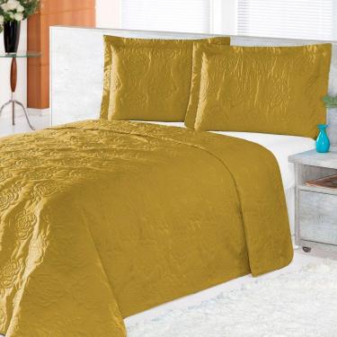 Imagem de Cobre Leito Pratic Rosas Solteiro 2 Pecas - Mostarda