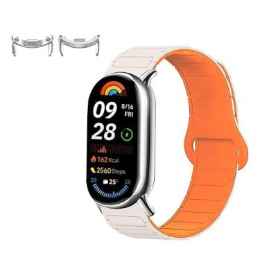 Imagem de KONXISA Pulseira de relógio para Xiaomi Smart Band 10/9/8, pulseira de substituição de silicone macio de liberação rápida, pulseira magnética para smartwatch, pulseira ajustável, Starlightorange