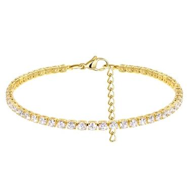 Imagem de Poxtex Pulseiras de ouro Jesus Cruz para mulheres modernas, pulseiras religiosas banhadas a ouro 14K delicadas para mulheres, presentes de batismo cristão para mulheres, mãe e ela, 9, Zircônia cúbica