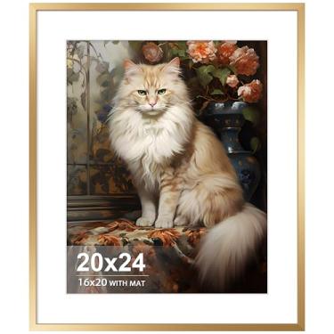 Imagem de Tinkeps Porta-retrato de 50 x 61 cm em ouro rosa – Moldura de parede de alumínio com vidro verdadeiro, moldura de 40 x 50 cm com tapete ou 51 x 61 sem, molduras grandes de metal para exibição