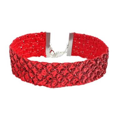 Imagem de DATOA Colar grosso e sexy, gola curta, brilhante, com lantejoulas grossas, gargantilha, bijuteria de festa para mulheres, Zinco, Sem Pedra Preciosa