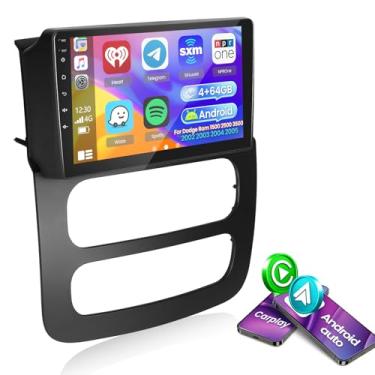 Imagem de [4+64] Rádio para Dodge Ram 1500 2500 3500 2002 2003 2004 2005, Volxcereo 22.9 cm Touch Screen Stereo com Carplay/Android Auto, Bluetooth 5.0, navegação GPS, rádio FM/RDS