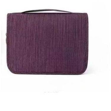 Imagem de Necessaire Organizadora Bolsa Portátil Feminina Para Maquiagem Para Viagem Higiene Pessoal Com Divisória Cabide (Roxo)