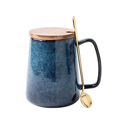 Imagem de Yalych Caneca de café de cerâmica 750 ml com tampa - presentes para mulher, professora, irmã, esposa, mãe, filha - design de alça grande, xícara de chá e café extragrande para escritório e casa linda