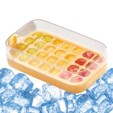 Imagem de Bandejas geladas com tampas – Bandeja de silicone para cubos gelados com tampa – Moldes de gelo de grau alimentício 28, acessórios de cozinha de fácil liberação para café, cerveja e xícara
