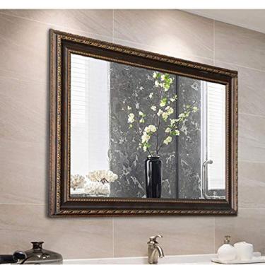 Imagem de Espelho de banheiro moldura espelho de maquiagem espelho de maquiagem espelho de barbear espelho de barbear europeu retro retangular espelho de banheiro espelho decorativo de parede (cor: C Tamanho: