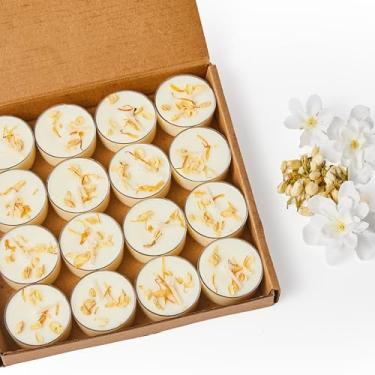 Imagem de Velas chealight perfumadas de soja jasmim pura, pacote com 8 unidades a granel, luzes de chá brancas acesas de 4 horas, sem parafina, sem fumaça, velas de chá para casamento, centro de mesa, decoração