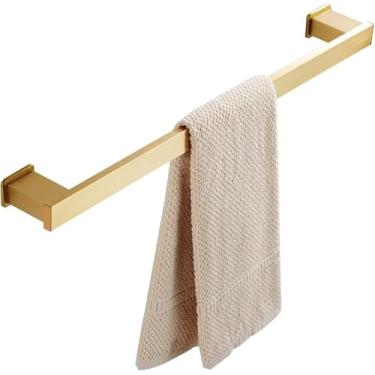 Imagem de Toalheiro único, toalheiro montado na parede, acabamento dourado escovado, toalheiro de alumínio, vários tamanhos 40 cm, 50 cm, 60 cm, 70 cm, 80 cm, ouro 40 cm