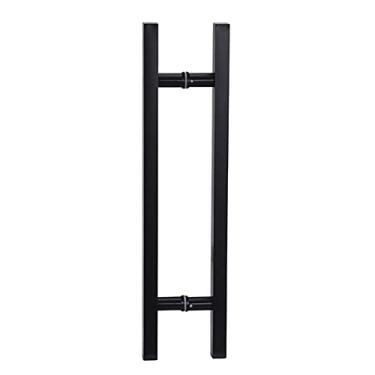 Imagem de Maçaneta de porta de vidro temperado Gate Hardware puxador de tubo quadrado preto puxador de porta deslizante de aço inoxidável durável - fácil de instalar, 7 tamanhos (tamanho: 1200 × 800 mm)