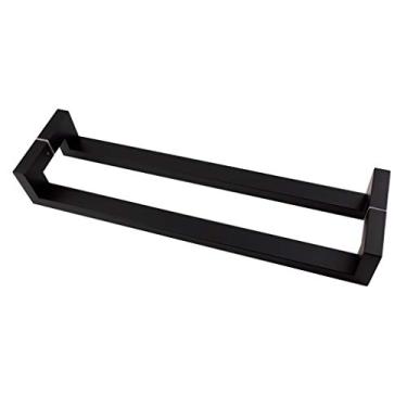 Imagem de STXYANGV Puxador de aço inoxidável preto duplo curvado quadrado maçaneta de porta de vidro KTV puxador de porta push-pull comprimento deslizante 60/80/120 cm (tamanho: 600 × 575 mm)