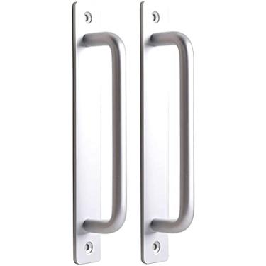 Imagem de Puxador de porta de vidro de aço inoxidável, 2 peças, puxador de porta de celeiro, montagem lateral, liga de alumínio, prata, interior de armário, puxador de porta de entrada
