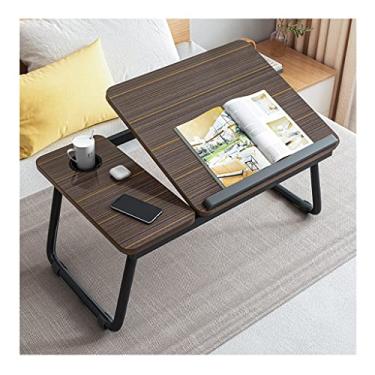Imagem de Mesa de cama de laptop de ângulo ajustável, portátil, multifuncional, dobrável, suporte de copo para pernas, mesa, bandeja de cama de trabalho para escrever (preto 56 cm)