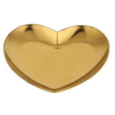 Imagem de Paleta de arte para unhas em formato de coração Aço inoxidável DIY Maquiagem Pintura Bandeja de mistura de cores Tamanho grande para artistas de unhas Iniciantes Profissionais (Ouro)