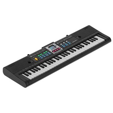Imagem de Generic Mini Piano Elétrico Preto de 61 Teclas, Brinquedo Multifuncional de Estúdio Com Microfone para Iniciantes