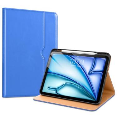 Imagem de VIKESI Capa para iPad Air de 13 polegadas (M3) 2025 / (M2) 2024, capa de couro premium, suporte para Apple Pencil, hibernar/despertar automático, capa com suporte - azul royal