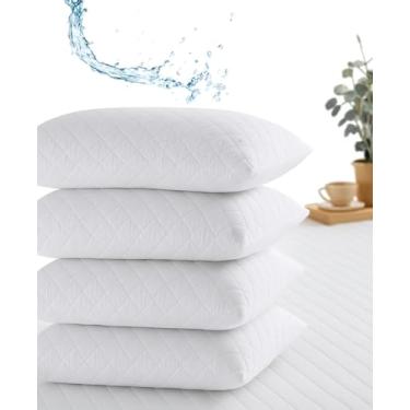 Imagem de Kit 4 Capas Protetoras de Travesseiro Mateladas 50x70 cm – Impermeável, Antiácaros e Hipoalergênicas, com Zíper Fácil, Laváveis e Toque Macio para Conforto Diário