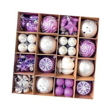 Imagem de Badiman Conjunto de 64 bolas de Natal, enfeites, centros de mesa e pingentes para pendurar na árvore de Natal, para uso interno e externo, Style C