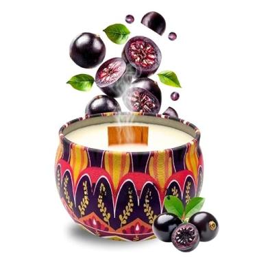 Imagem de Vela Aromatica, Luxo 130g Baunilha, Lavanda, Capim Limão, Alecrim, Maça e Canela Pavio Madeira, 8.5×8.5×6.5cm(JABUTICABA)