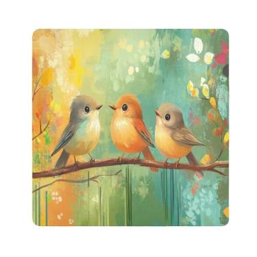 Imagem de SEHANY Saco de maquiagem de pano autoadesivo colorido flores primavera pássaro mágico protetor portátil para lente de câmera envoltório cosmético, bolsa de maquiagem aberta para mulheres, itens